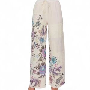 Origami By Vivien Lace Floral Wide Leg Lined Pants Cottagecore Size Small